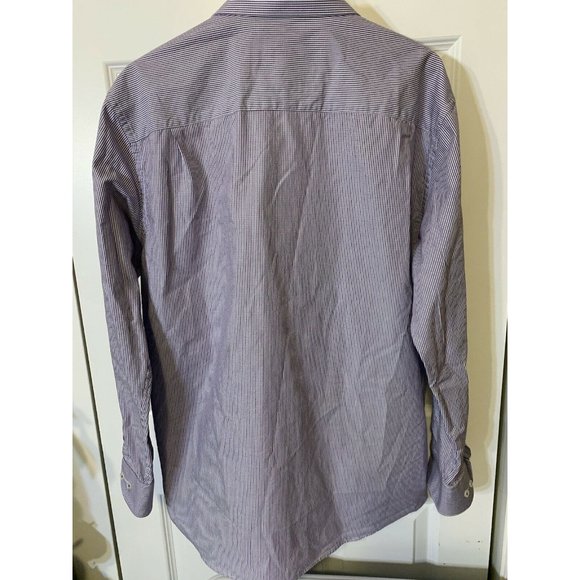 Tattersall London Long Sleeve Cotton Shirt Men’s Sz XL 17 34/35 striped purple - Picture 8 of 8